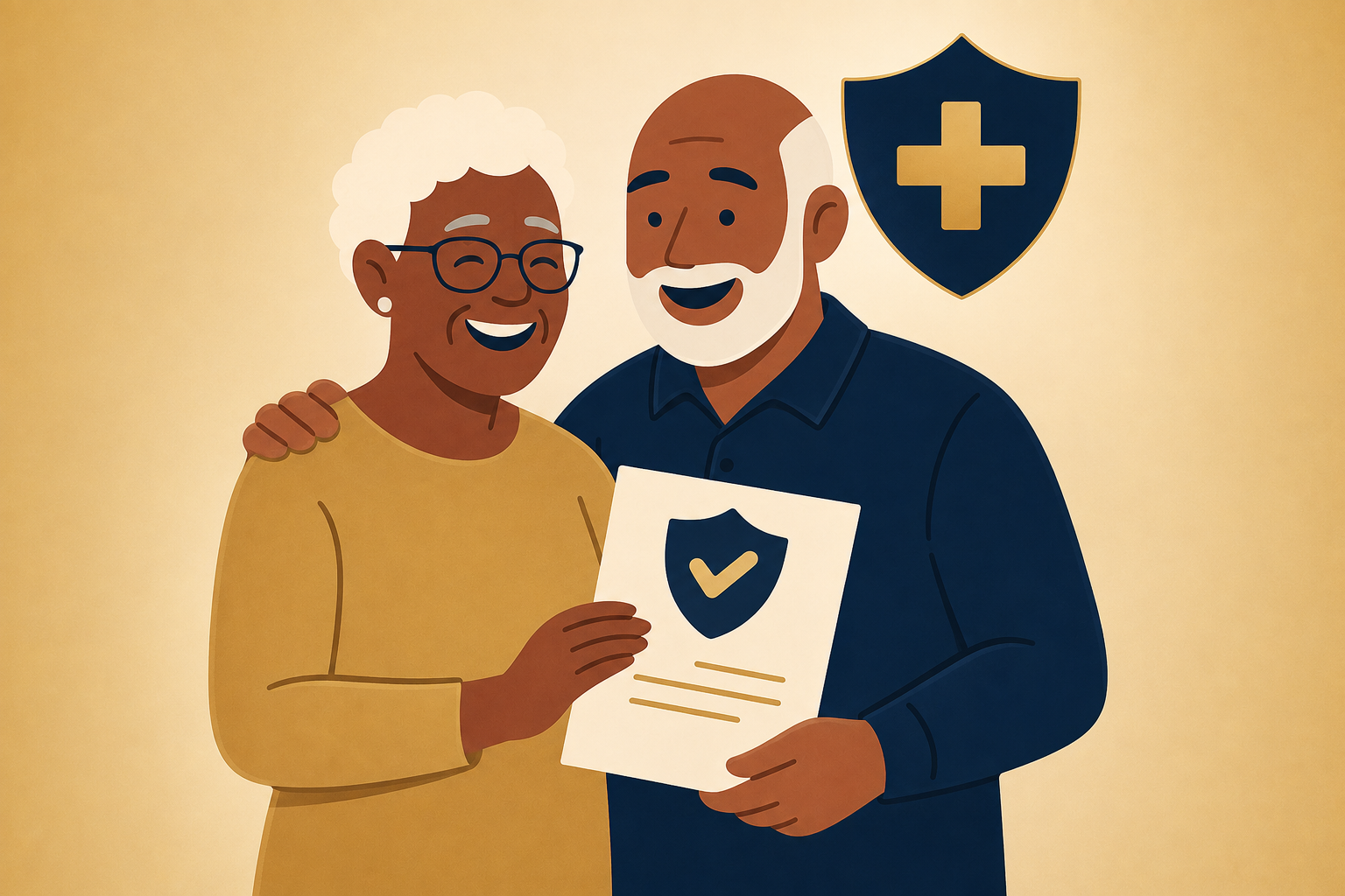 Couple reviewing a Medicare Advantage plan document